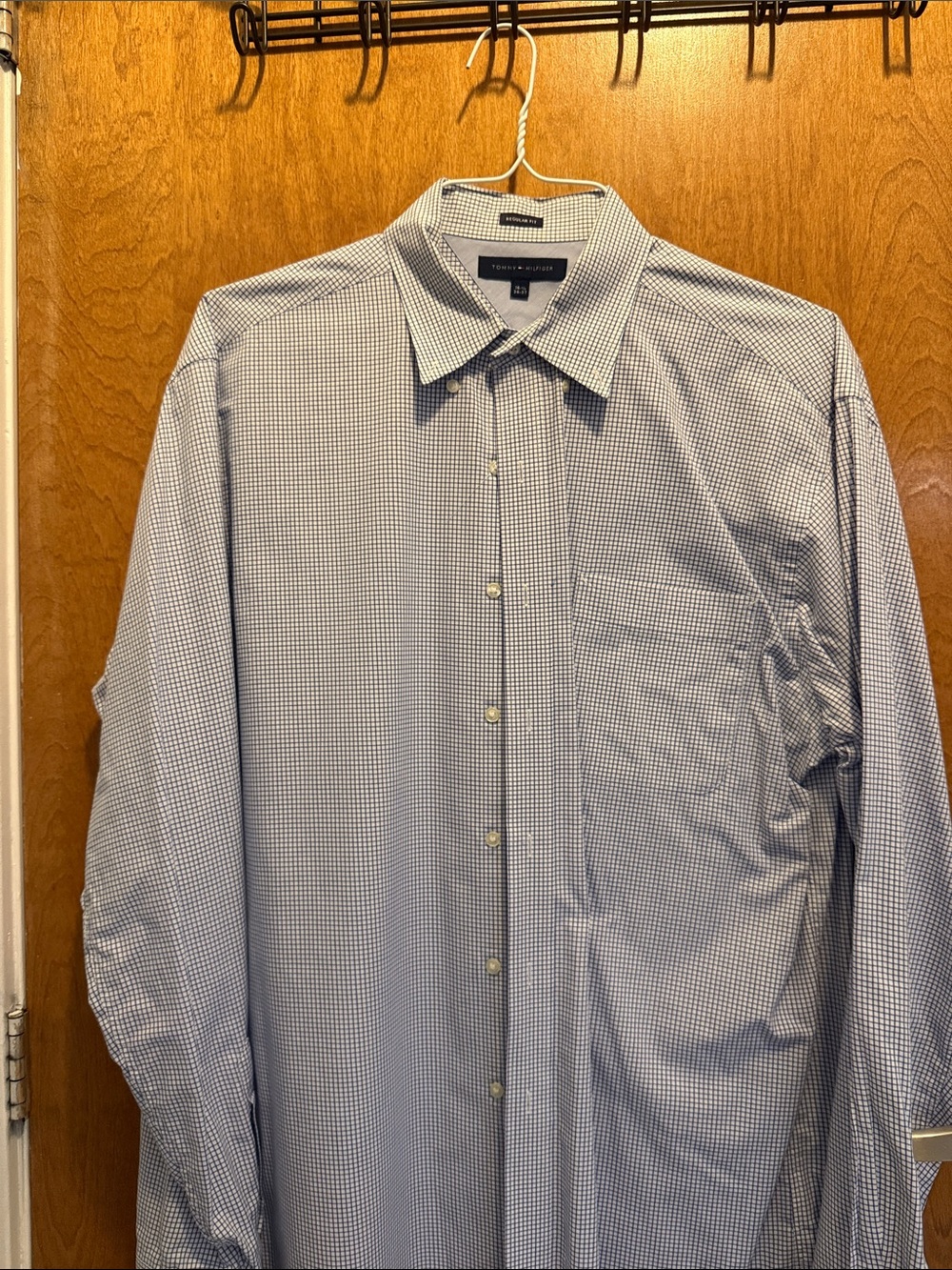 Tommy Hilfiger Blue and White Micro-Check Dress Shirt